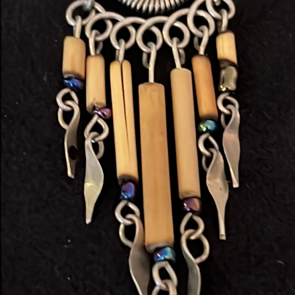 Vintage Handmade silver beaded dangle earrings 3.25” - Picture 2 of 3